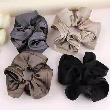 彤彤兔 法式高级感大肠纯色木耳边花苞缎面马尾肠圈气质头饰 布料 发圈 女款