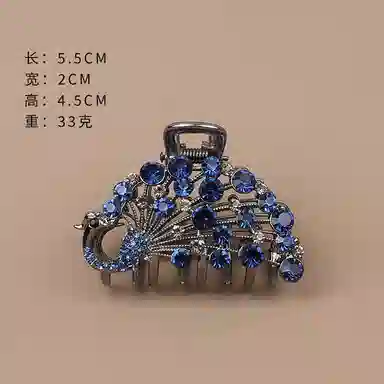 彤彤兔 后脑勺半扎发抓夹夏季高级感中号鲨鱼夹孔雀头饰 合金 发夹 女款