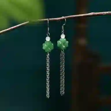 彤彤兔   中式小众国潮风四叶草流苏耳环