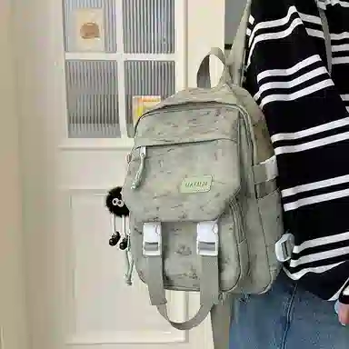 彤彤兔 暗纹设计感 尼龙 双肩包 女款 白色/蓝色/绿色/黑色/红色