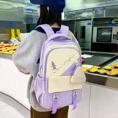 彤彤兔   韩版森系大容量四件套时尚百搭 尼龙 双肩包组合装 男女同款情侣款 粉色/绿色/紫色/黑色/蓝色