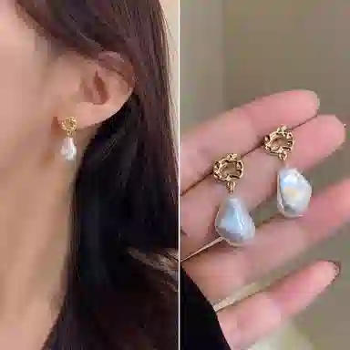 彤彤兔 银针耳钉年不规则女简约小众设计气质仿珍珠 树脂 耳环 女款