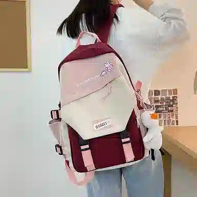 彤彤兔     时尚大容量韩版撞色 尼龙 双肩包 女款 蓝色/绿色/黑色/红色