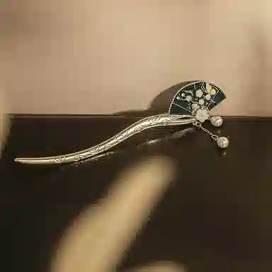 彤彤兔 精致古风扇子典雅珍珠流苏簪子发饰旗袍配饰 发簪 女款