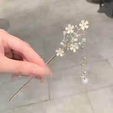 彤彤兔 花盘发古风 汉服 一字 简约日常金步摇 发簪 女款