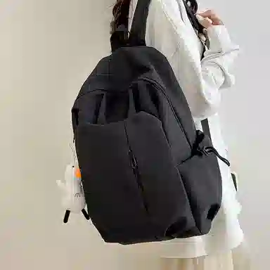 彤彤兔   简约纯色森系校园 尼龙 双肩包 大号 男女同款情侣款 多色