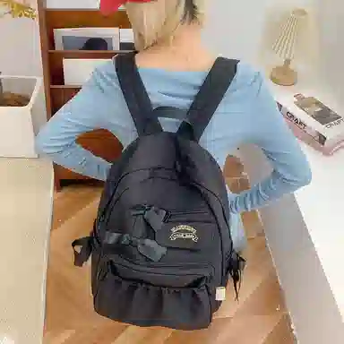 彤彤兔 日系少女学院风百搭可爱蝴蝶结 尼龙布 双肩包 男女同款情侣款 多色