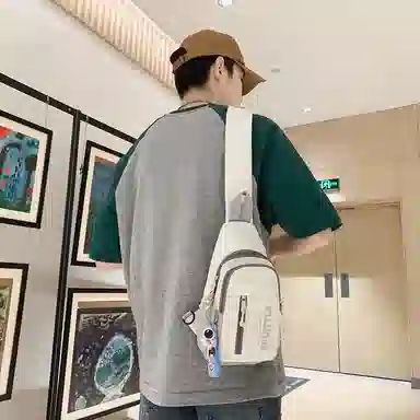 德力熊 休闲百搭韩版撞色简约时尚 尼龙 胸包 常规 男女同款情侣款 克莱因蓝/桔/浅灰/黑