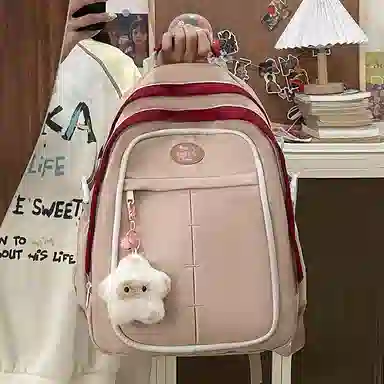 彤彤兔 小众设计拼色可爱少女 尼龙 双肩包 女款 多色