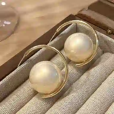 彤彤兔    个性夸张大珍珠耳钉女耳环小众设计感高级感洋气耳饰品