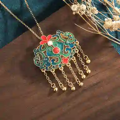 彤彤兔 国潮中式珐琅彩复古流苏 铜 项链 女款