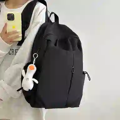 彤彤兔   简约纯色森系校园 尼龙 双肩包 大号 男女同款情侣款 多色