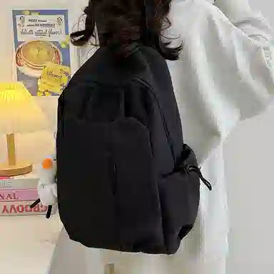 彤彤兔   简约纯色森系校园 尼龙 双肩包 大号 男女同款情侣款 多色