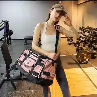 德力熊 短途斜挎包大容量 尼龙布 健身包 男女同款情侣款 黑色\粉色\卡其色\蓝色\黄色\白色\青绿色