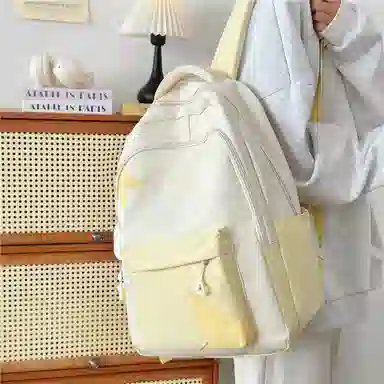 彤彤兔 撞色拼接 尼龙 双肩包 女款 紫色\蓝色\黑色\黄色\卡其色