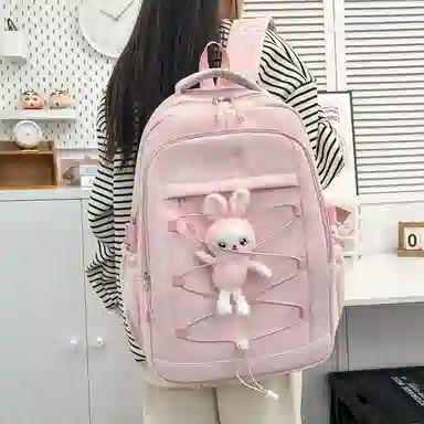 彤彤兔 背包简约学院风书包 尼龙 双肩包 常规 女款 多色