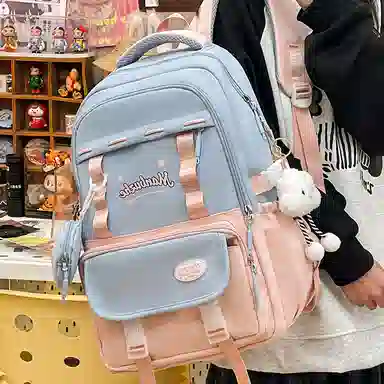 彤彤兔 韩版可爱书包简约 尼龙布 双肩包 常规 男女同款情侣款 多色