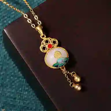 彤彤兔 景泰蓝国潮祥云福字流苏 铜 项链 女款