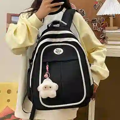 彤彤兔 小众设计拼色可爱少女 尼龙 双肩包 女款 多色