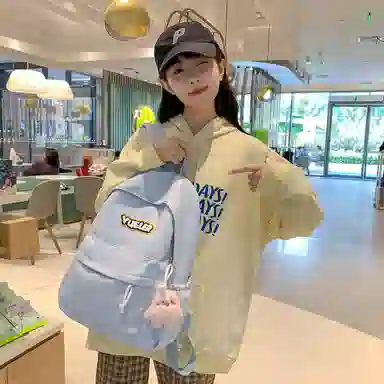 德力熊 纯色简约大容量拉链开合 尼龙布 双肩包 常规 男女同款情侣款 红/绿/蓝/白/黄/黑