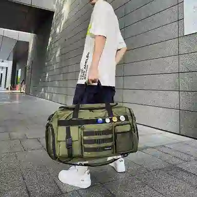 彤彤兔 休闲简约短途旅游时尚百搭 尼龙 旅行包 男女同款情侣款 黑色/军绿色/灰色