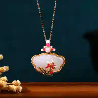 彤彤兔 花开富贵如意长命锁吊坠 精致轻奢优雅小众高级感锁骨链 项链 女款