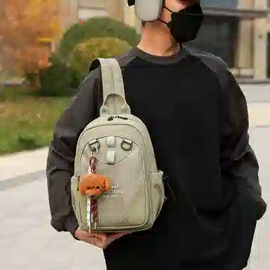 彤彤兔 日常时尚百搭 牛津布 双肩包 男女同款情侣款 黑色/绿色/红色/米色