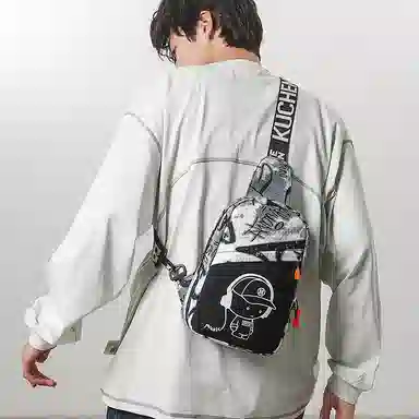 彤彤兔 韩版潮流夜光休闲 尼龙拼网 胸包 男款 多色