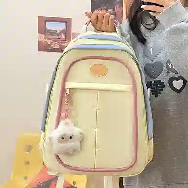 彤彤兔 小众设计拼色可爱少女 尼龙 双肩包 女款 多色