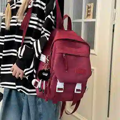 彤彤兔 暗纹设计感 尼龙 双肩包 女款 白色/蓝色/绿色/黑色/红色