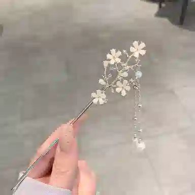 彤彤兔 花盘发古风 汉服 一字 简约日常金步摇 发簪 女款