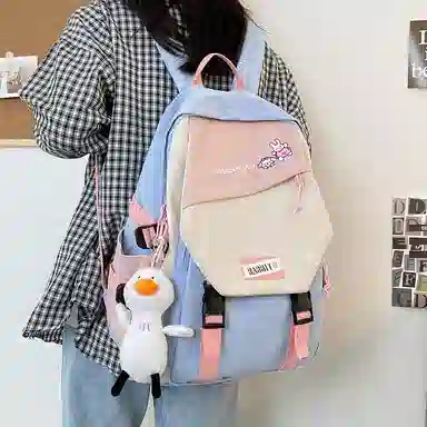 彤彤兔     时尚大容量韩版撞色 尼龙 双肩包 女款 蓝色/绿色/黑色/红色