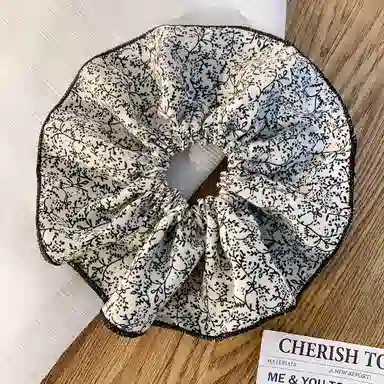 彤彤兔 法式蕾丝碎花双层大肠高级感扎头超大 布艺 发圈 女款