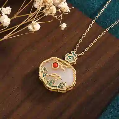 彤彤兔 国潮珐琅工艺如意平安锁挂坠中式复古风宫廷饰品 铜 项链 女款