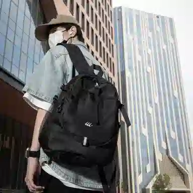 彤彤兔 韩版背包潮流 牛津布 双肩包 男女同款情侣款 灰色/黑色