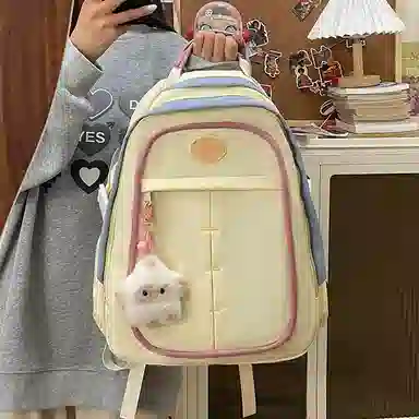 彤彤兔 小众设计拼色可爱少女 尼龙 双肩包 女款 多色