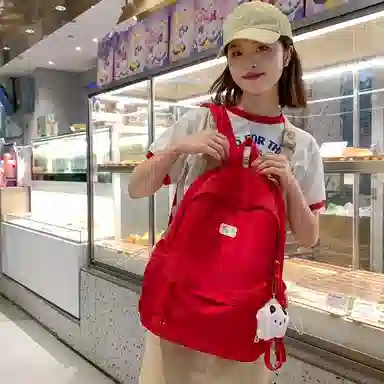 德力熊 简约大容量 尼龙 双肩包