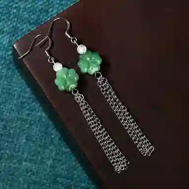 彤彤兔   中式小众国潮风四叶草流苏耳环