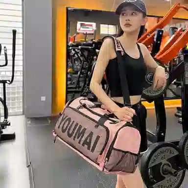 德力熊 出差轻便旅游包运动训练 尼龙拼网 健身包 男女同款情侣款 黑色/粉色/卡其色/红色/灰色