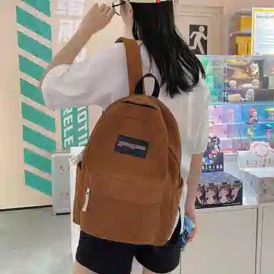 德力熊 时尚轻便大容量拉链开合 尼龙 书包背包双肩包 常规 男女同款情侣款 米白色/黑色/深棕/绿色