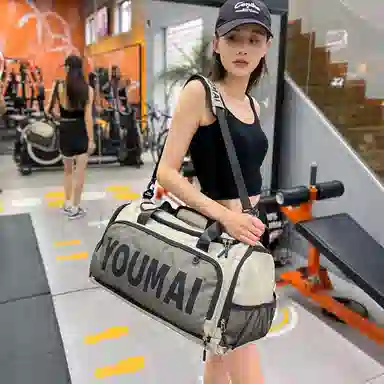 德力熊 出差轻便旅游包运动训练 尼龙拼网 健身包 男女同款情侣款 黑色/粉色/卡其色/红色/灰色