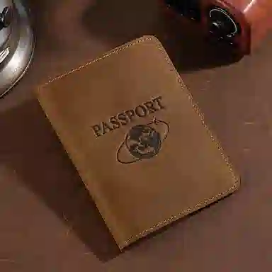 彤彤兔 登机证件包飞机票夹护照本保护 头层牛皮 卡包 男女同款情侣款 咖啡色/深棕色