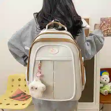 彤彤兔 小众设计拼色可爱少女 尼龙 双肩包 女款 多色