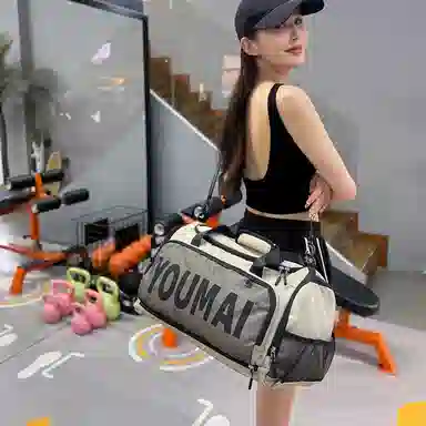 德力熊 出差轻便旅游包运动训练 尼龙拼网 健身包 男女同款情侣款 黑色/粉色/卡其色/红色/灰色