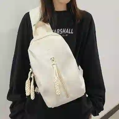 德力熊 耐磨编绳简约休闲运动 尼龙 斜挎包胸包 常规 男女同款情侣款 白色/红色/黑色