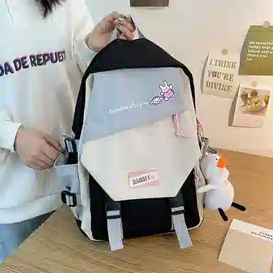 彤彤兔     时尚大容量韩版撞色 尼龙 双肩包 女款 蓝色/绿色/黑色/红色