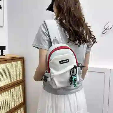 彤彤兔 简约撞色街头潮流运动 尼龙 胸包 女款 白色/灰紫蓝/黑色/黑白红