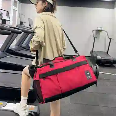 德力熊 干湿分离训练大容量短途旅行包 尼龙 健身包 男女同款情侣款 黑色/粉色/灰色/红色/黄色/蓝色/青绿色