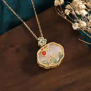 彤彤兔 国潮珐琅工艺如意平安锁挂坠中式复古风宫廷饰品 铜 项链 女款