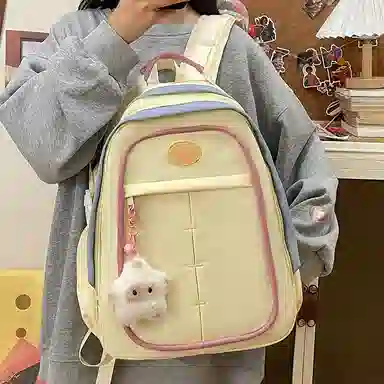 彤彤兔 小众设计拼色可爱少女 尼龙 双肩包 女款 多色